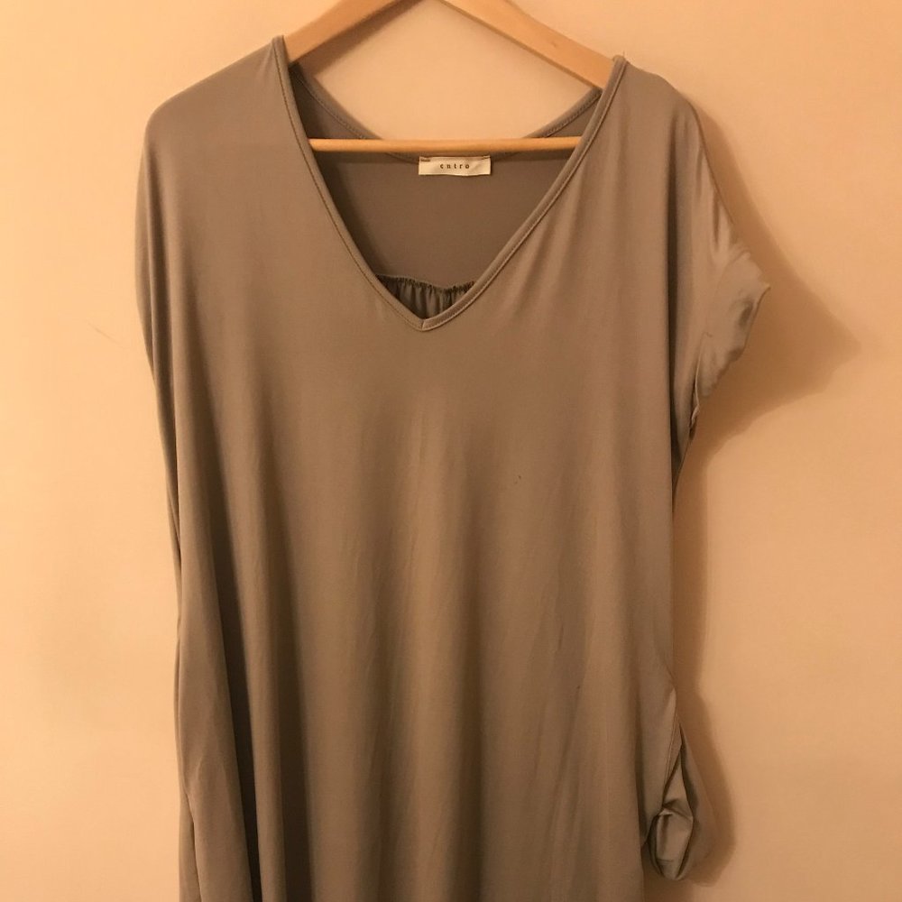entro Grey Dress V Neck Short Sleeved